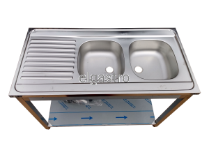 Zlew dwukomorowy 120x60x85 półka syfon gratis 