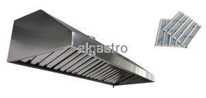 Okap gastronomiczny przyścienny trapezowy łapacze tłuszczu 1000x700x400mm 